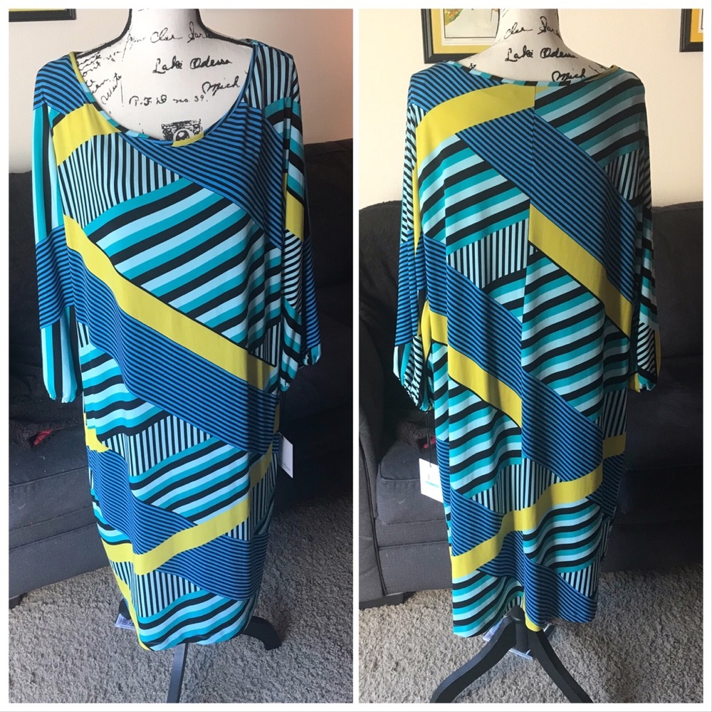 New! Calvin Klein Long Midi Dress Geometric  20W